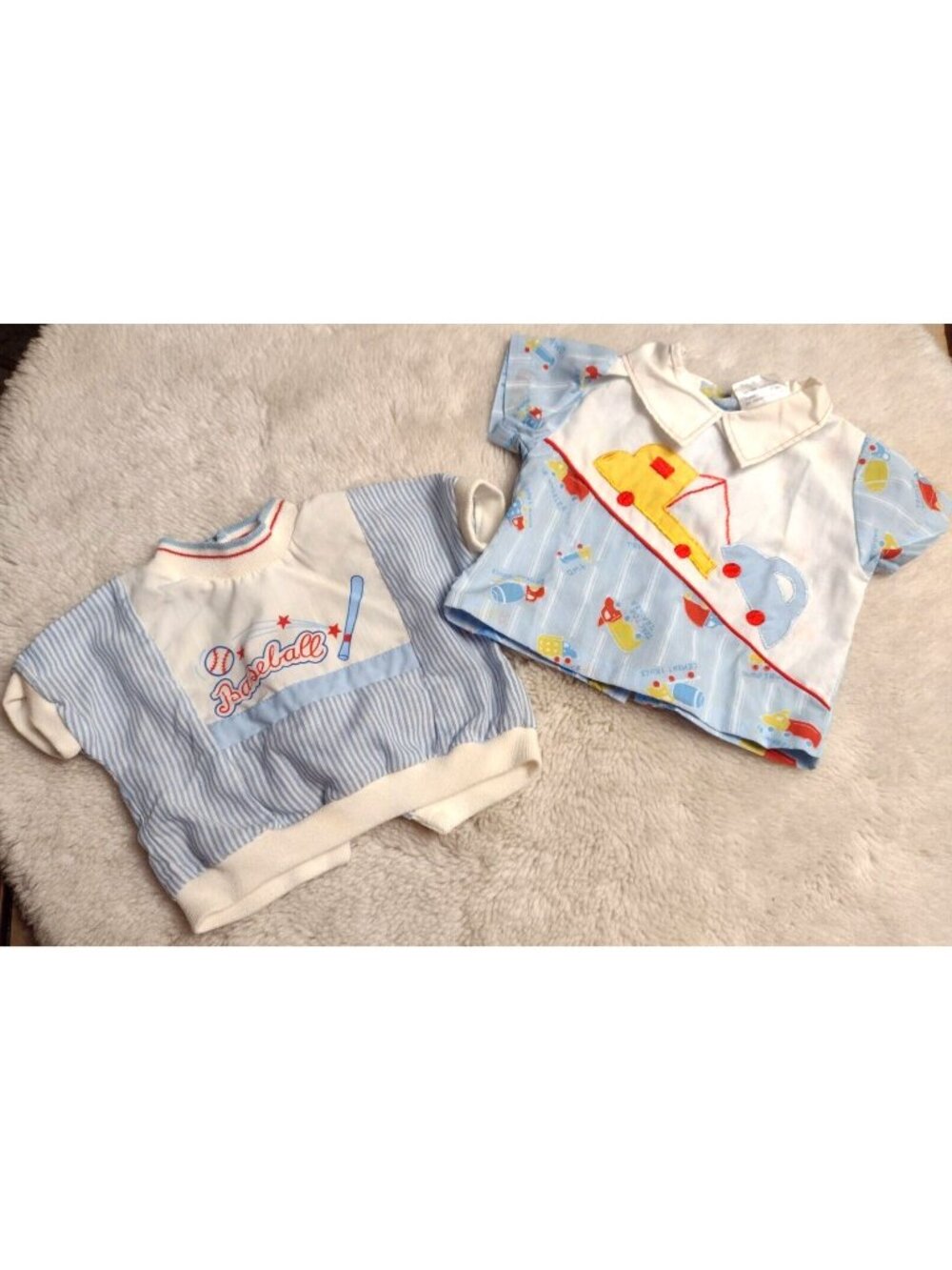 VINTAGE Mayfair Baby Newborn Short Sleeve Shirts Button Up Baseball Car Truck